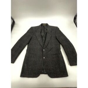 Adams Row by Richman Blazer Jacket Mens Gray Houndstooth‎ Plaid Wool Notch Lapel